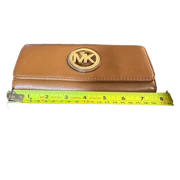 Michael Kors Fulton Flap Continental Leather Wallet Luggage - Picture 9 of 11